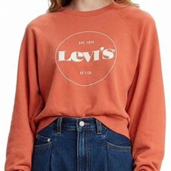 Levi's Rust Crewneck Semi-Cropped Sweatshirt Terracotta | Small - Picture 1 of 7